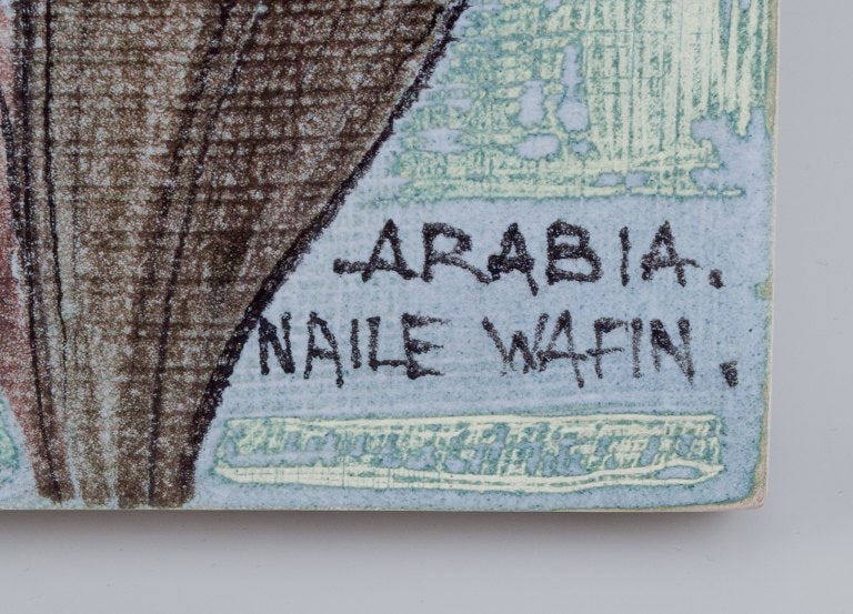 Naile Wafin for Arabia, Finland. Unique wall relief. Hand-decorated with a floral motif. - 6