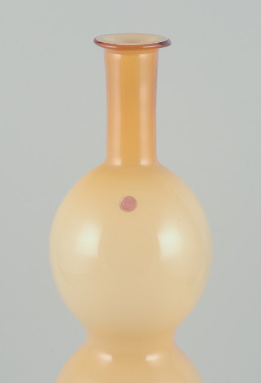 Murano/Venini, Italy. Large hand-blown ochre yellow art glass vase. Triple gourd-shaped. - 3