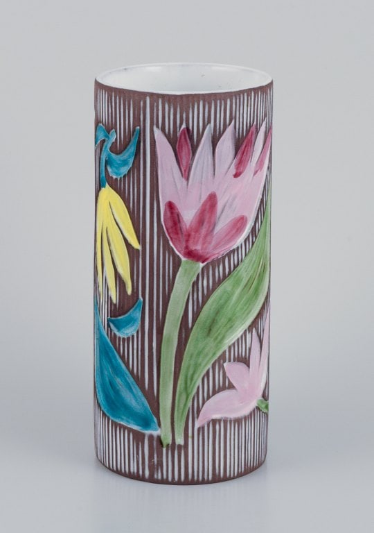 Mari Simmulson (1911-2000) for Upsala Ekeby, Sweden. Ceramic vase with floral motifs. - 4