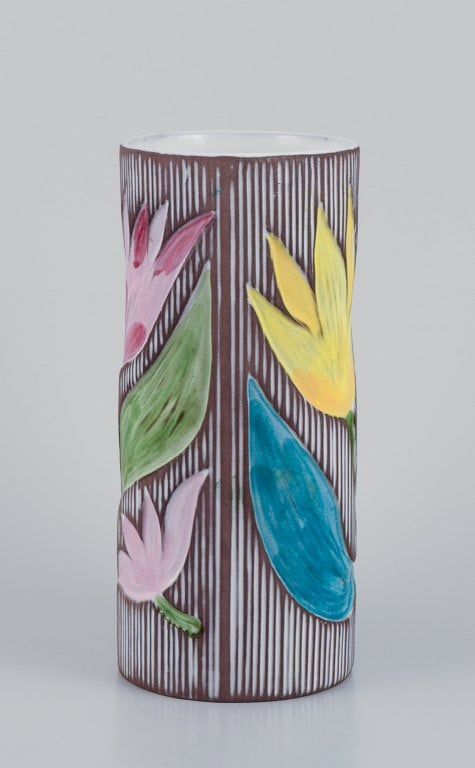 Mari Simmulson (1911-2000) for Upsala Ekeby, Sweden. Ceramic vase with floral motifs. - 6