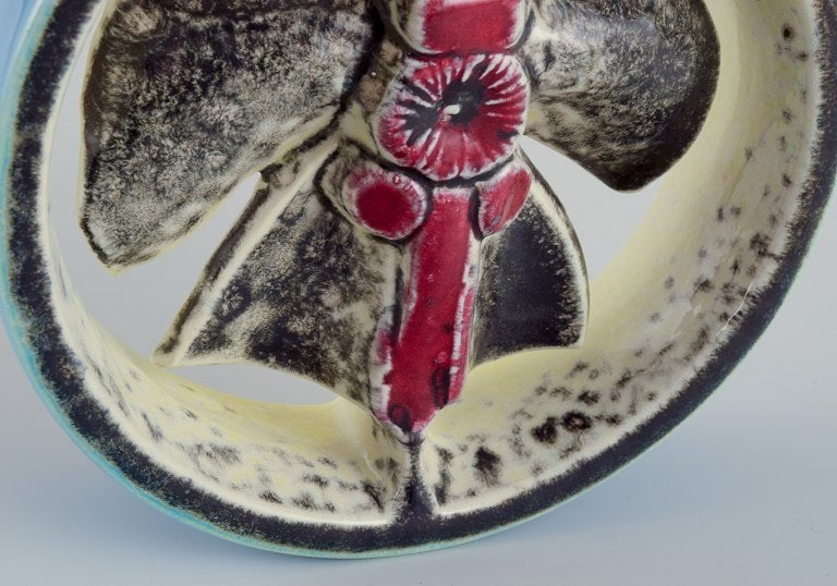 Lisa Larson for Gustavsberg, Sweden. Ceramic relief with an insect motif. Turquoise, red, and black - 5