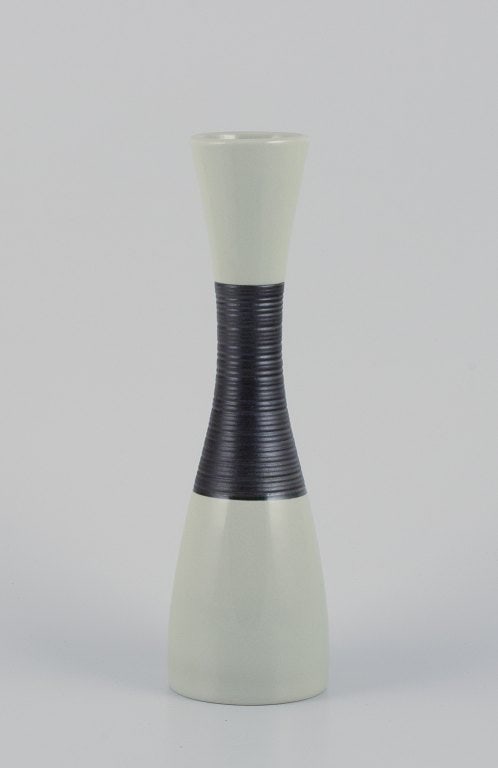 Carl Harry Stålhane for Rörstrand. "Bahia" ceramic vase. Modernist design. Gray and black (1 of 6)