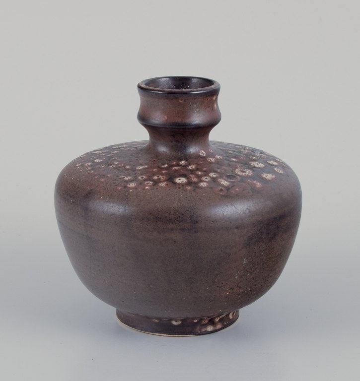 European studio ceramicist. Unique ceramic vase. Glaze in brown tones. (1 of 6)