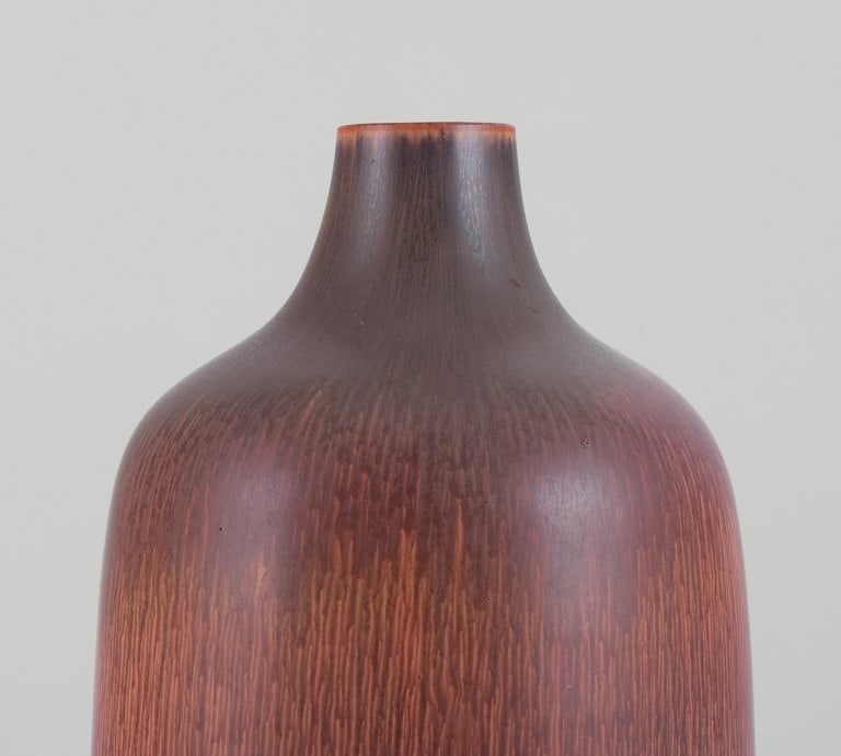 Carl Harry Stålhane (1920-1990) for Rörstrand, Sweden. Large vase in hare's fur glaze with - 5