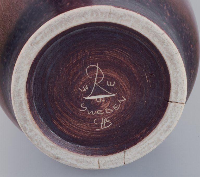 Carl Harry Stålhane (1920-1990) for Rörstrand, Sweden. Large vase in hare's fur glaze with - 7