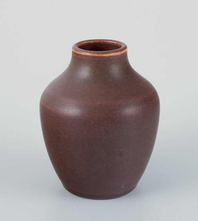 Ingrid and Erich Triller, Sweden. Unique ceramic vase decorated with brown-toned glaze. (1 of 4)