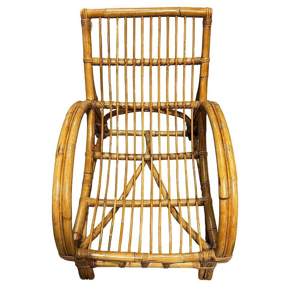 Restored MCM Rattan Double-Strand Half Moon Arm Lounge chair - 11