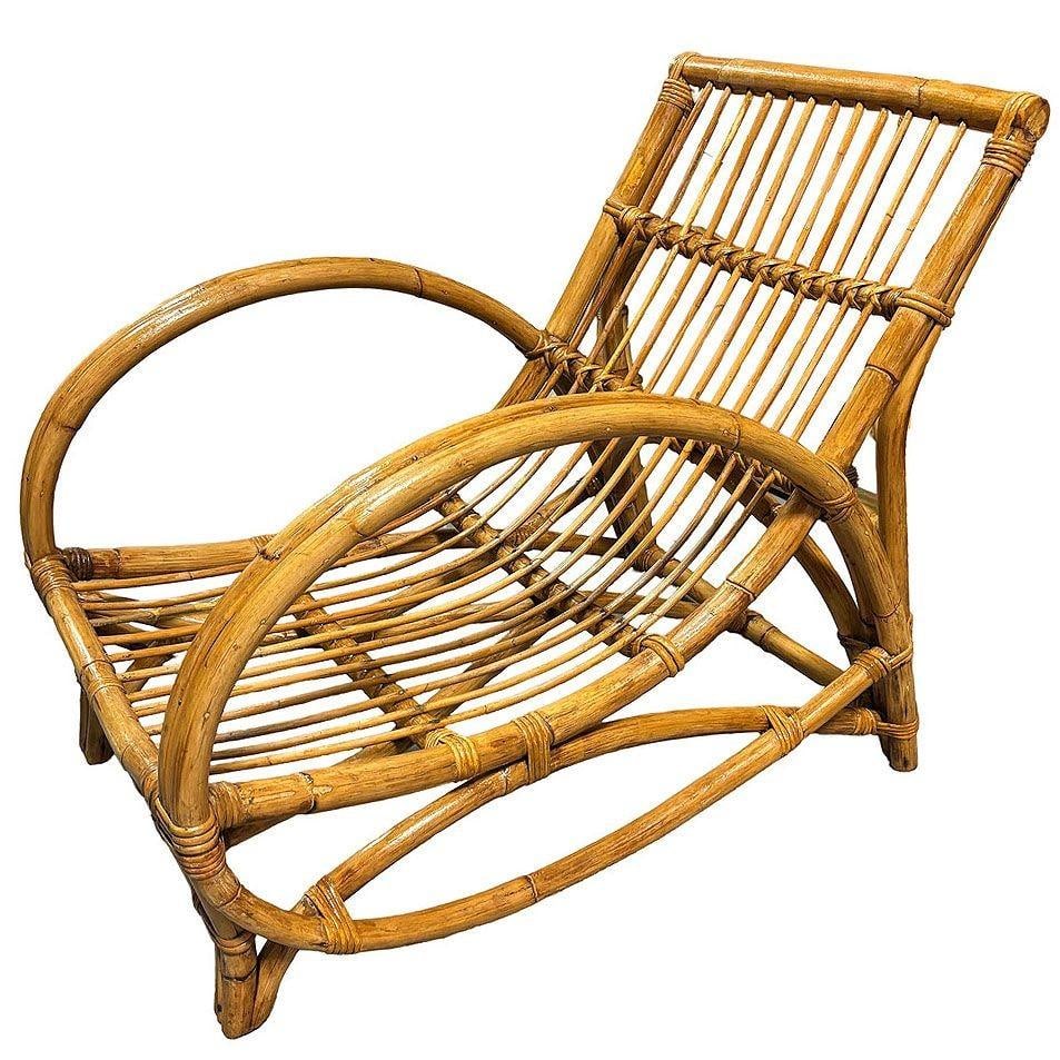 Restored MCM Rattan Double-Strand Half Moon Arm Lounge chair - 12