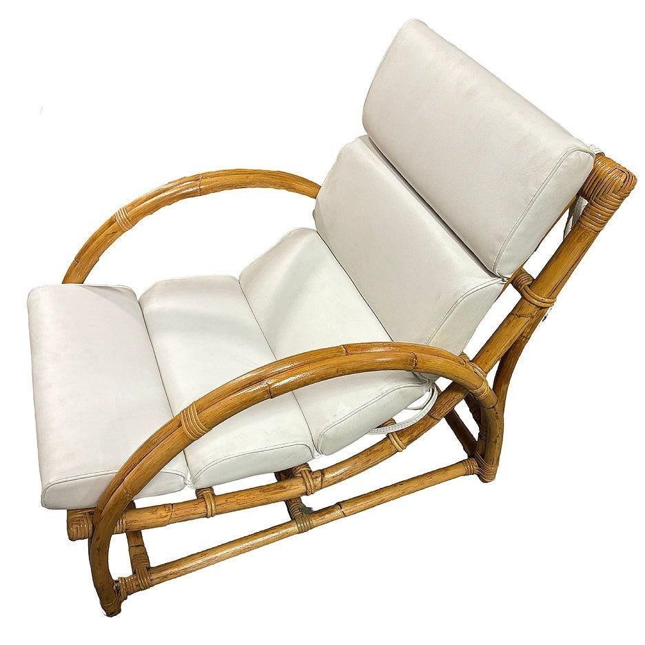Restored MCM Rattan Double-Strand Half Moon Arm Lounge chair - 18