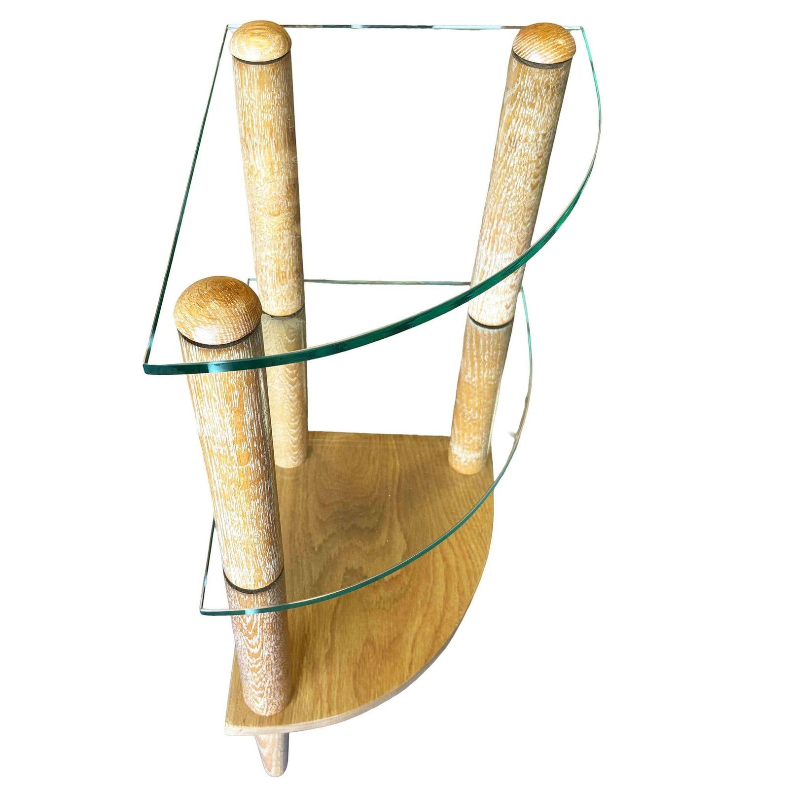 MCM Floating Glass & Walnut 30" Tall Corner Table Attributed to Gilbert Rohde - 2