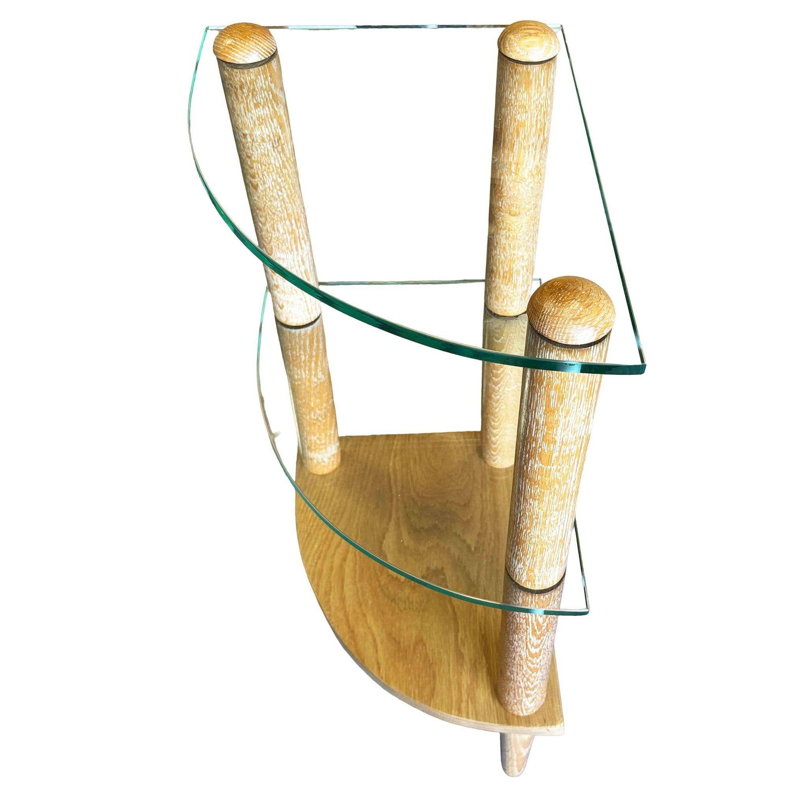 MCM Floating Glass & Walnut 30" Tall Corner Table Attributed to Gilbert Rohde - 3