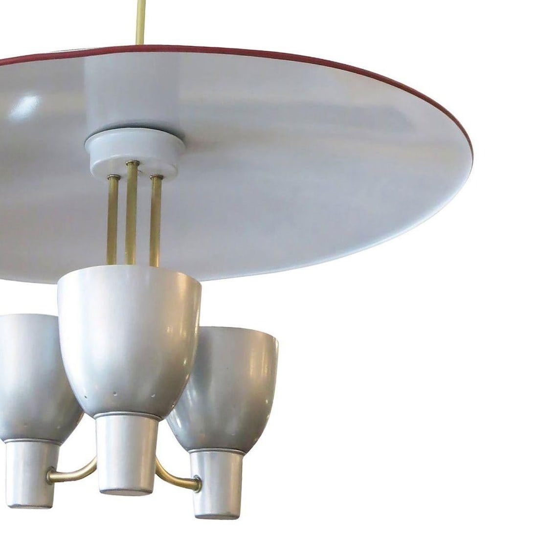 1953 Enameled Pendant Chandelier by Moe Lighting with 3 arms for Dining Room - 3