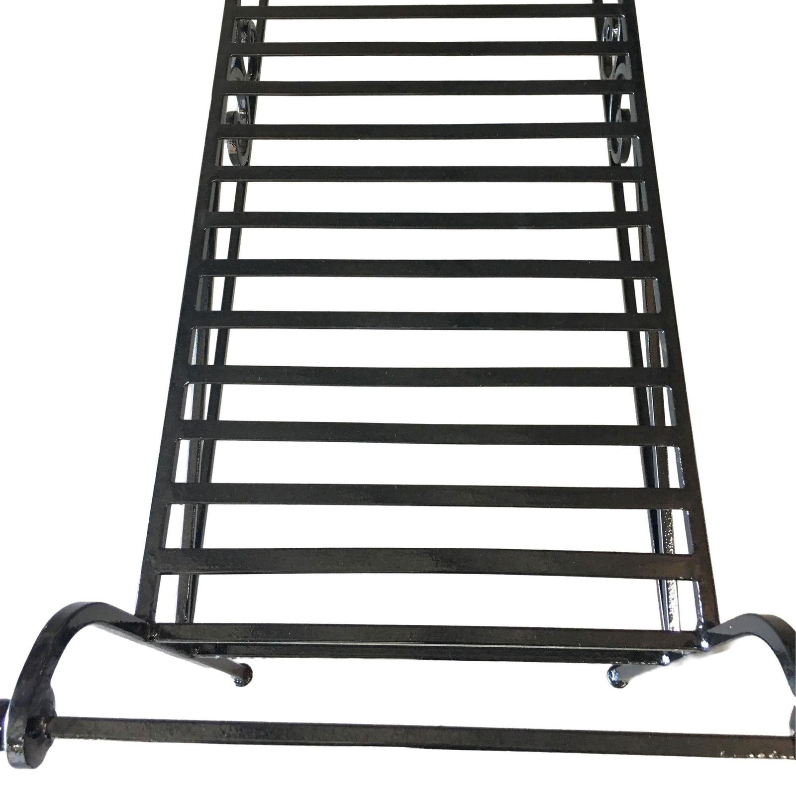 Scrolling Black Wrought Iron Chaise Lounge, Bench - 17