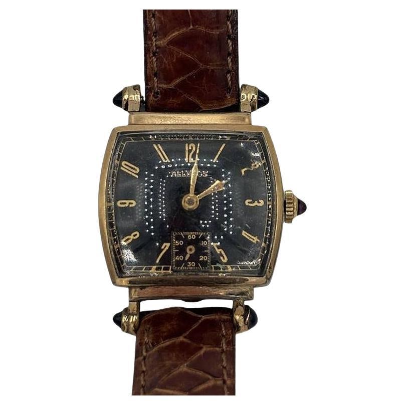 Helbros Tonneau Shape Gold Filled Art Deco Mens Manual Dress Watch w/ Rubies (1 of 20)