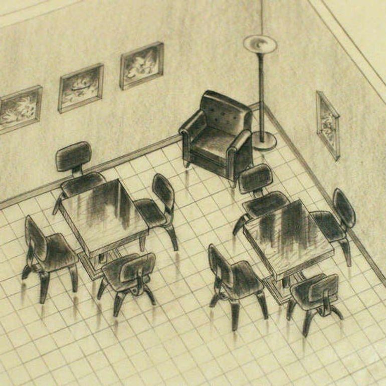 1955 Recreation Room Architectural Rendering by Rucker Fuller - 10