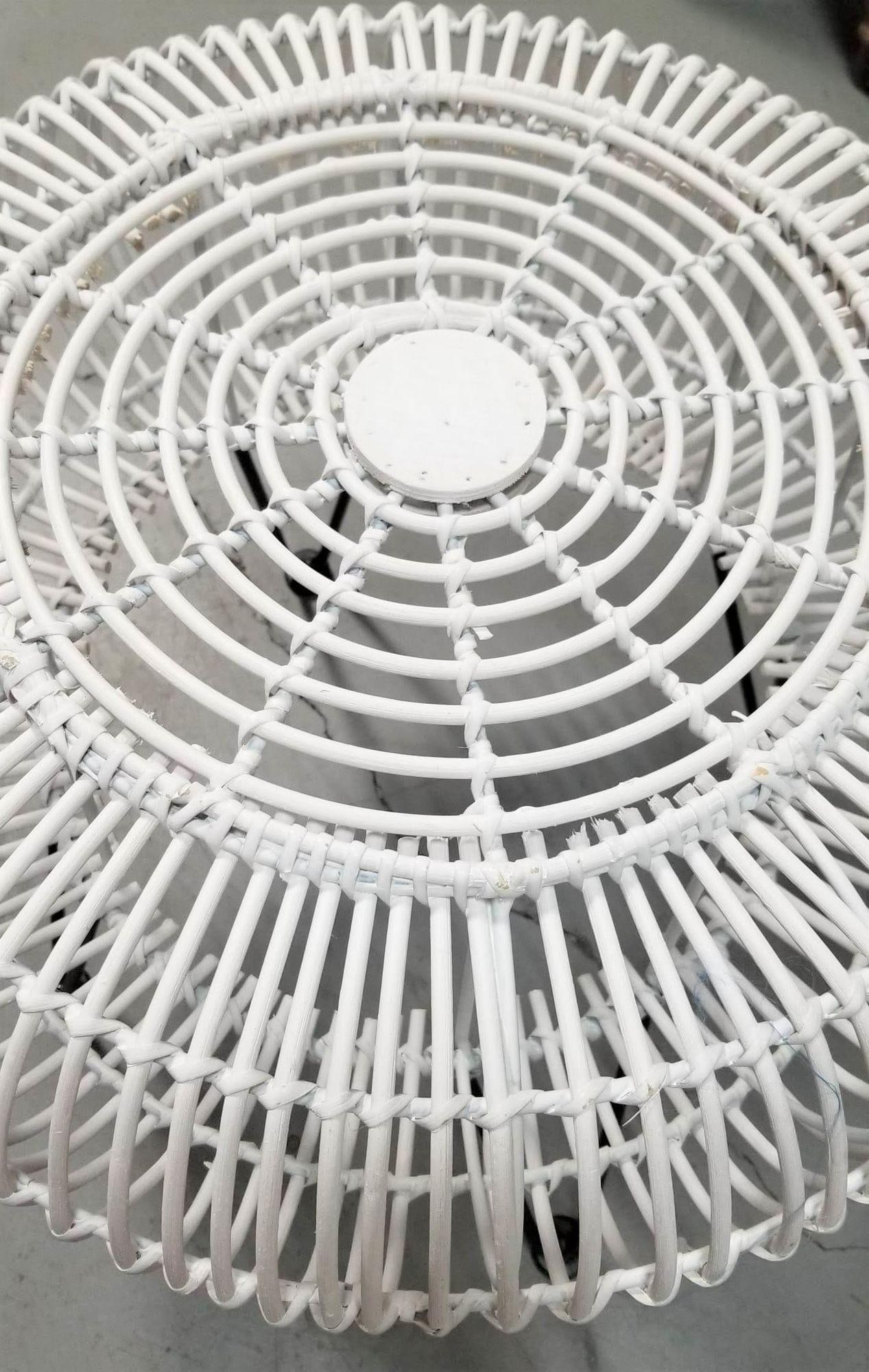 Restored Mid-century Reed Stick Rattan Ottoman Stool w/ Hairpin Legs - 16