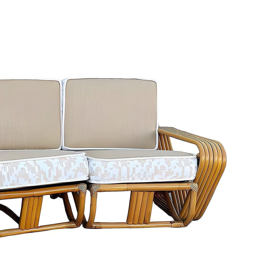 Restored 6-Strand Square Pretzel Rattan Corner Sectional Sofa - 6