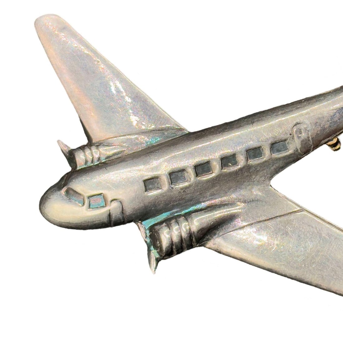 1930s World War II Sterling Silver DC-3 Airplane Pin - 3