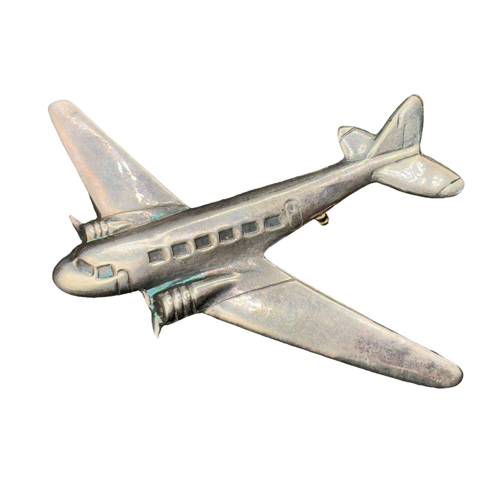 1930s World War II Sterling Silver DC-3 Airplane Pin - 4