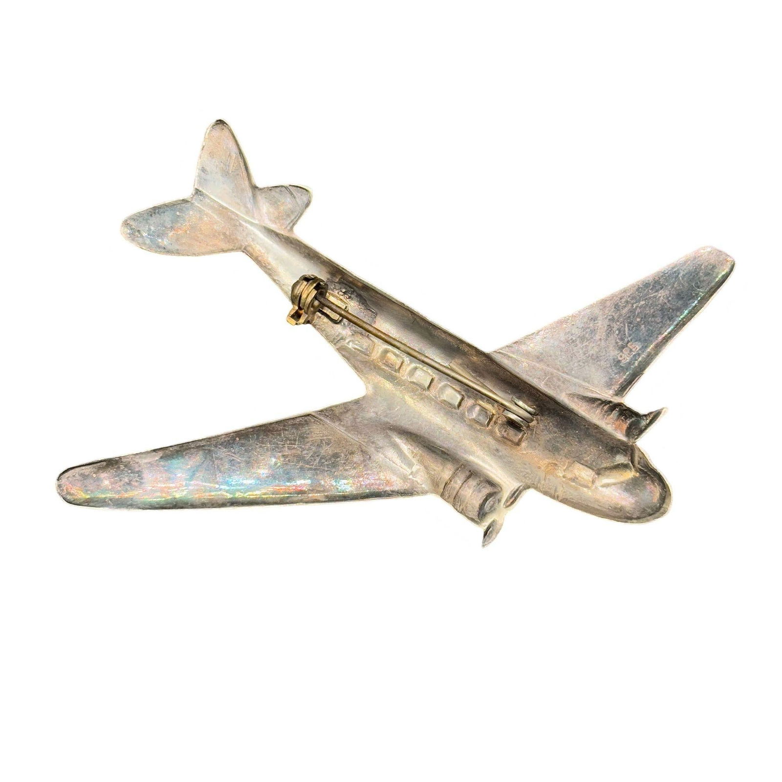 1930s World War II Sterling Silver DC-3 Airplane Pin - 5
