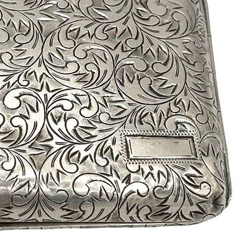 Hand Etched Edwardian Sterling Silver Cigarette Case Wallet - 19