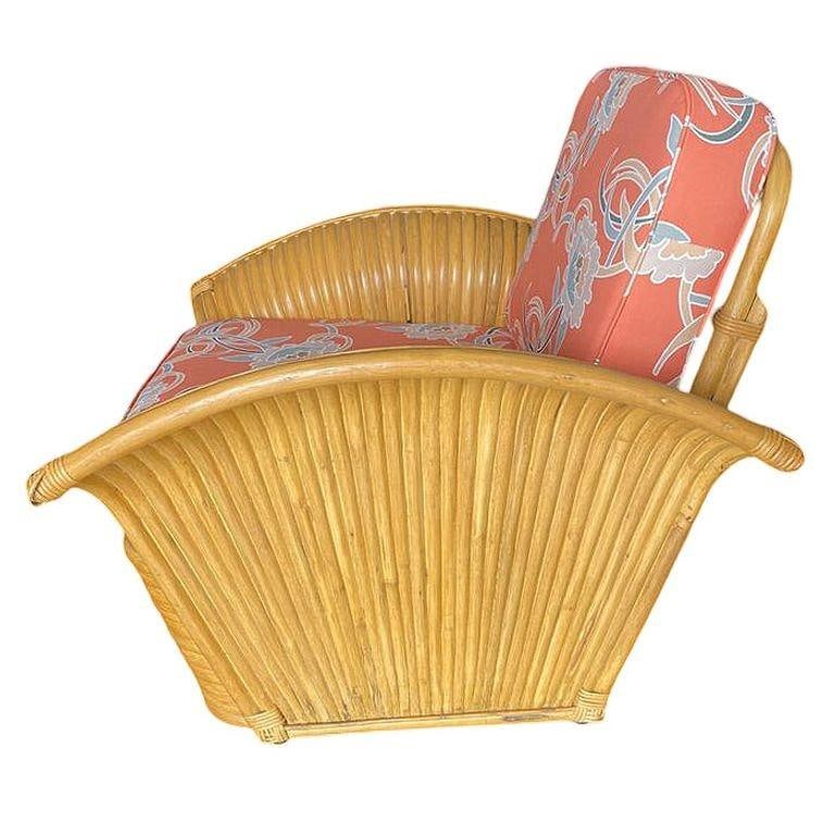 Restored Pair of "Golden Girls" Art Deco Rattan Fan Arm Lounge Chairs - 17