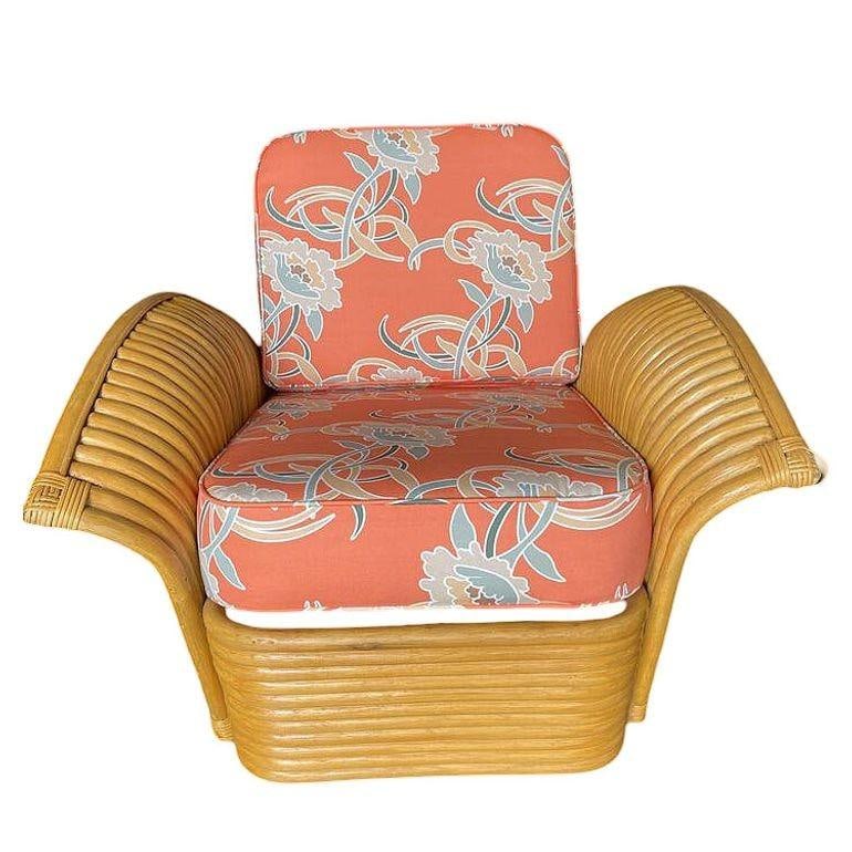 Restored Pair of "Golden Girls" Art Deco Rattan Fan Arm Lounge Chairs - 3