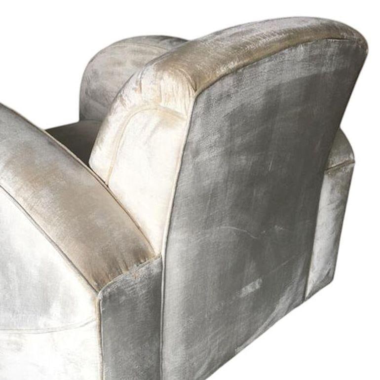 Art Deco Pearl White Mohair Jazz Club Chair with Speed Arms - 14