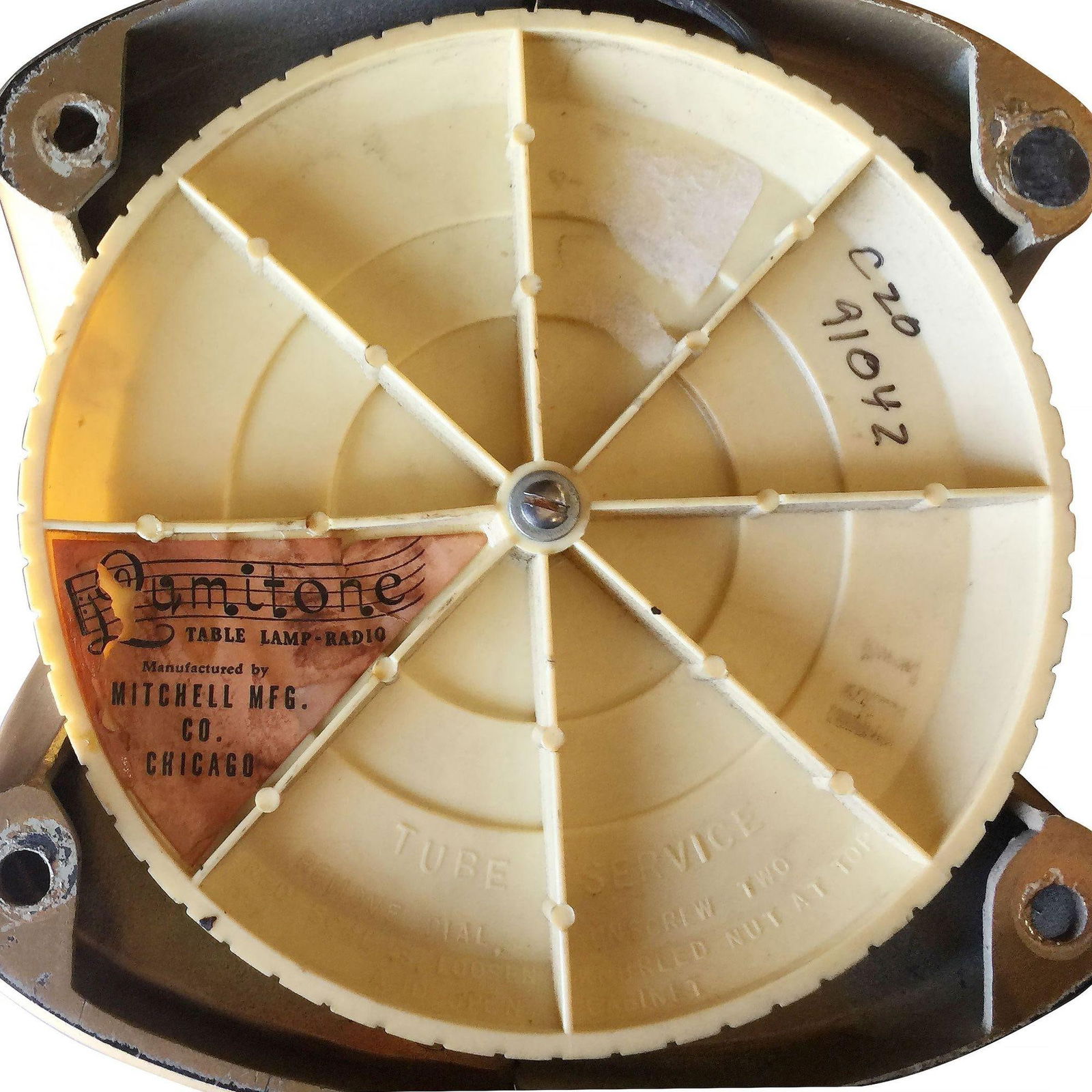 Mitchell "Lumitone" Streamline Art Deco Bakelite AM Radio Table Lamp, 1941 - 5