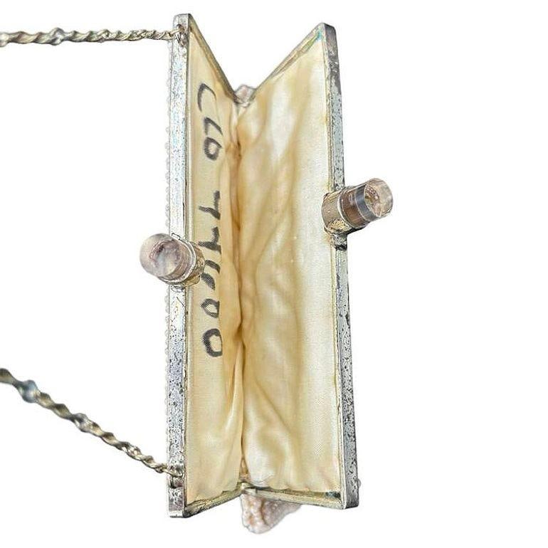 Late Art Deco Geometric Beaded Womans Purse Clutch w/ Silvertone & Lucite Clasp - 4