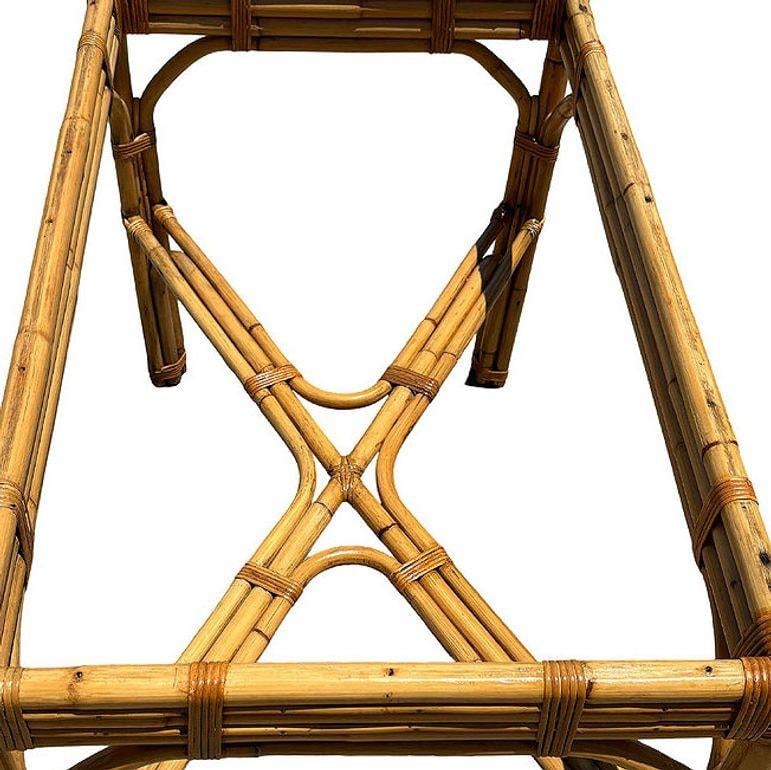 Restored Glass Top "X" base 3-strand Rattan Dining Table - 12