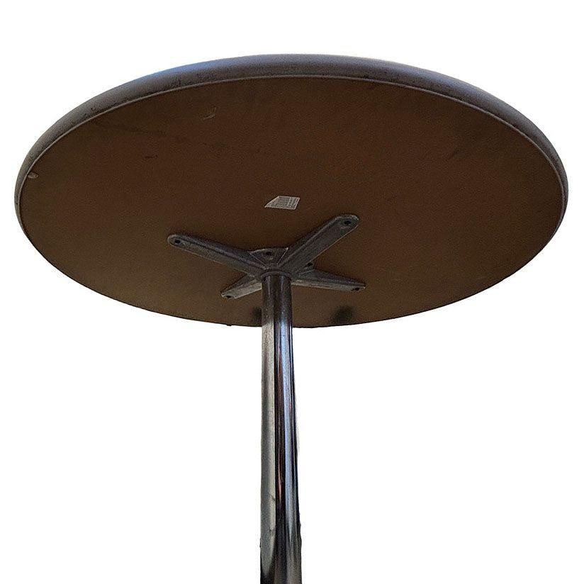 Mid-century 42″ Round Laminate Grey Dining Table w/ Chrome Base by Steelcase - 4