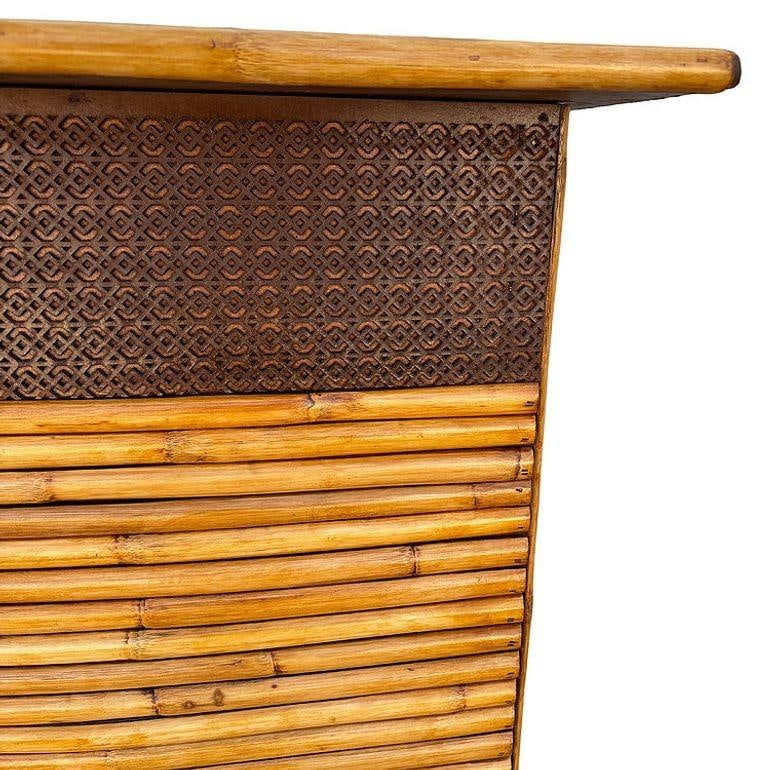 Restored Horizontal Stacked Restored Rattan L-shaped Corner Bar w/ Foot Rest - 4