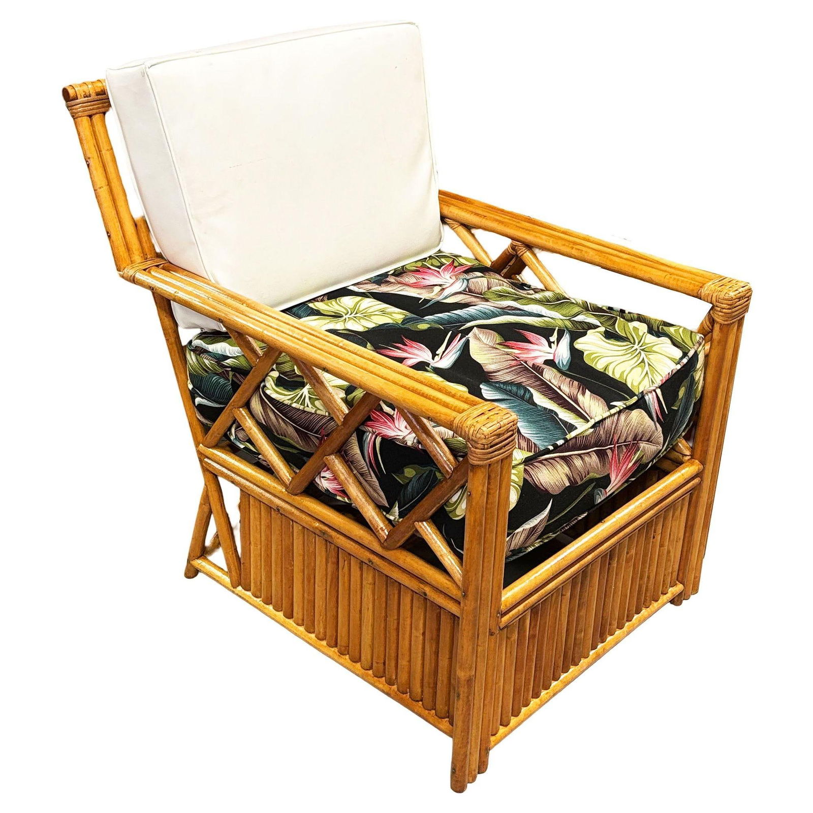 Heywood Wakefield "Oak Rattan" Lounge Chair Pair w/ Coffee Table - 11