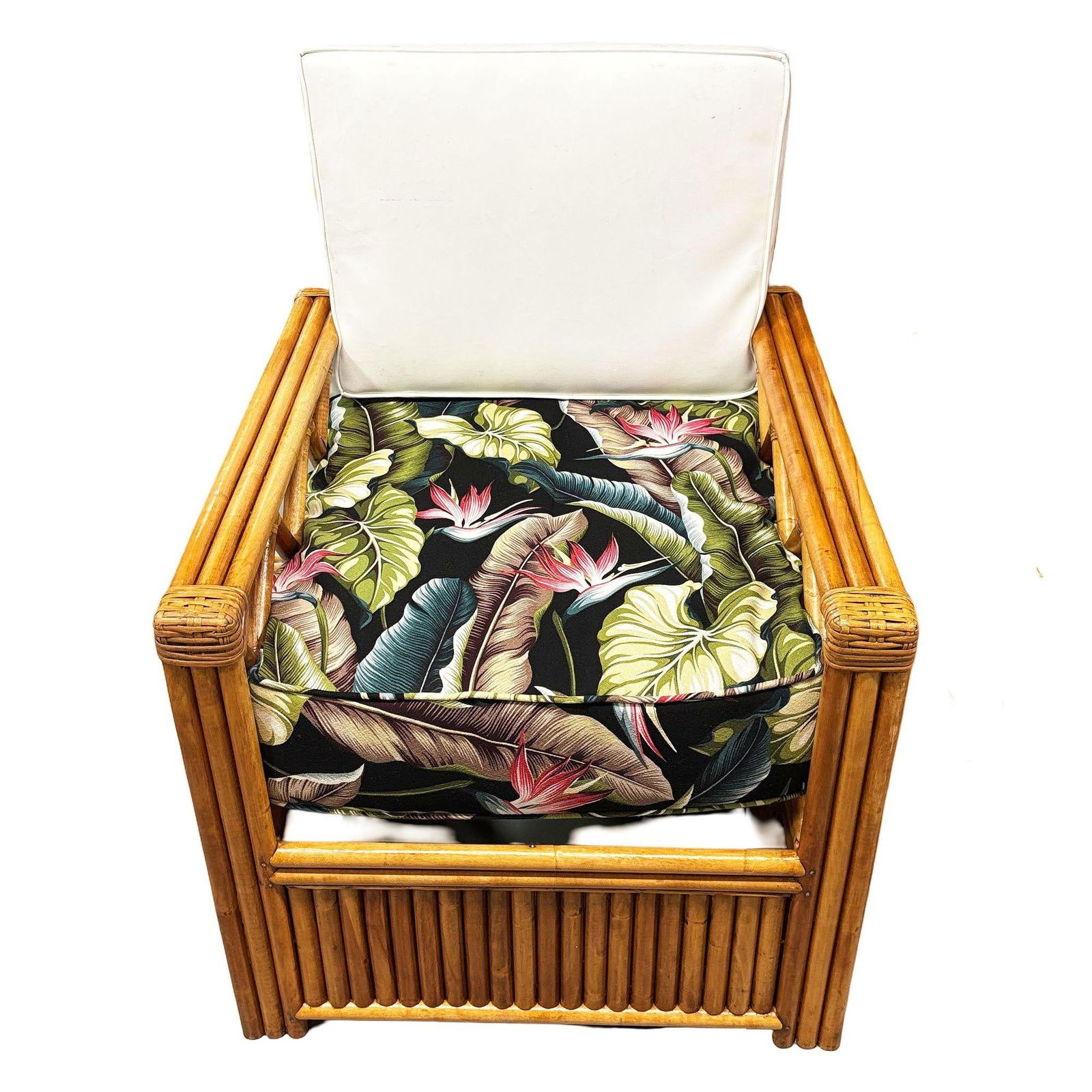 Heywood Wakefield "Oak Rattan" Lounge Chair Pair w/ Coffee Table - 12