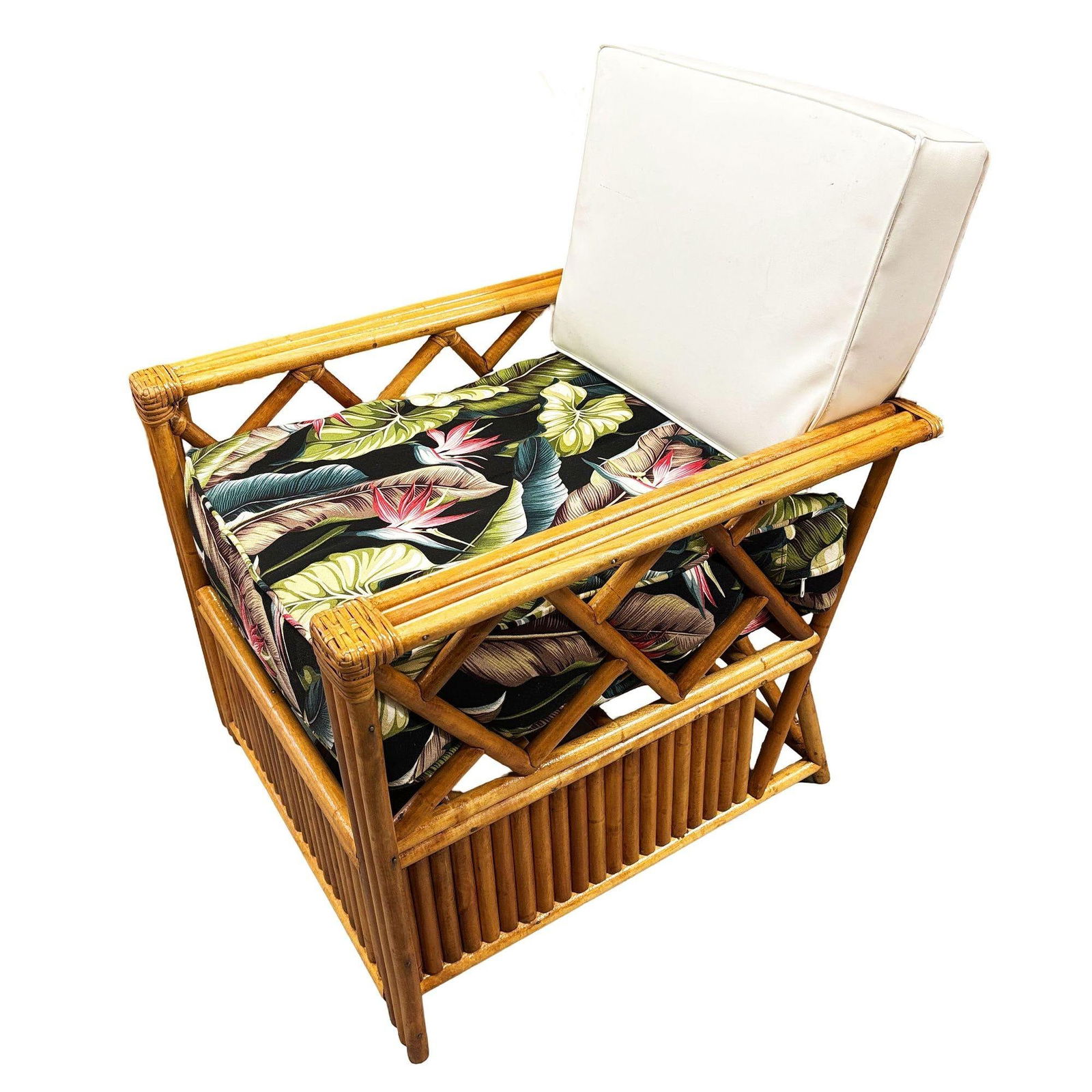 Heywood Wakefield "Oak Rattan" Lounge Chair Pair w/ Coffee Table - 13