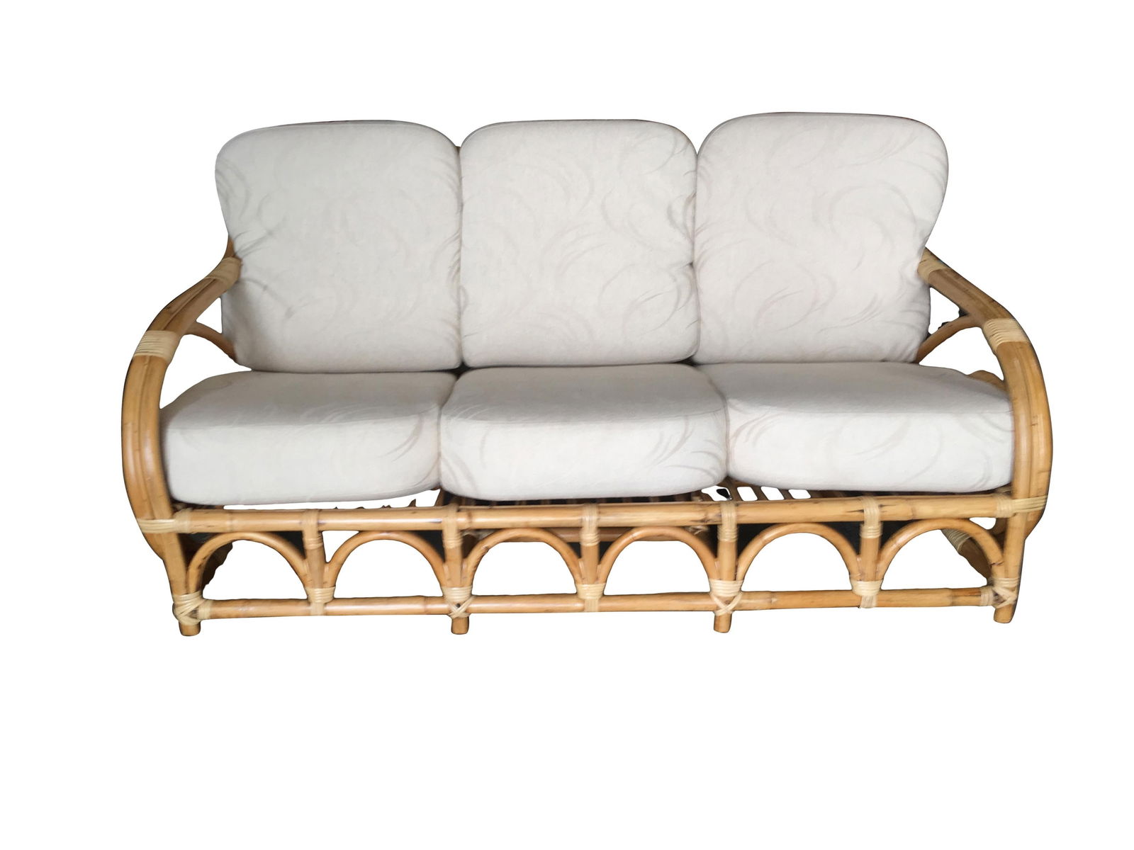 Restored Two-Strand "Circles and Speed" Three Seat Rattan Sofa - 8