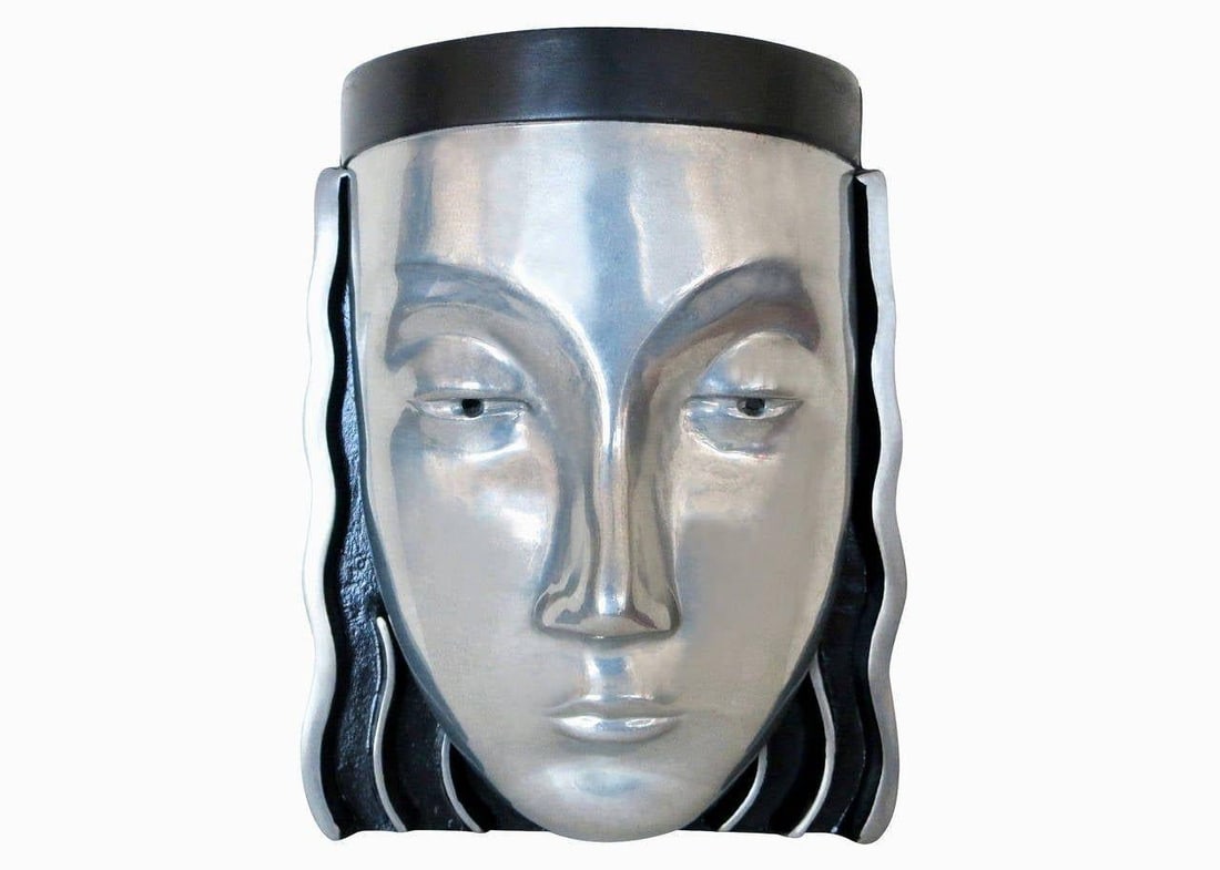 Art Deco Style Female Face Mask Wall Sconce - 18