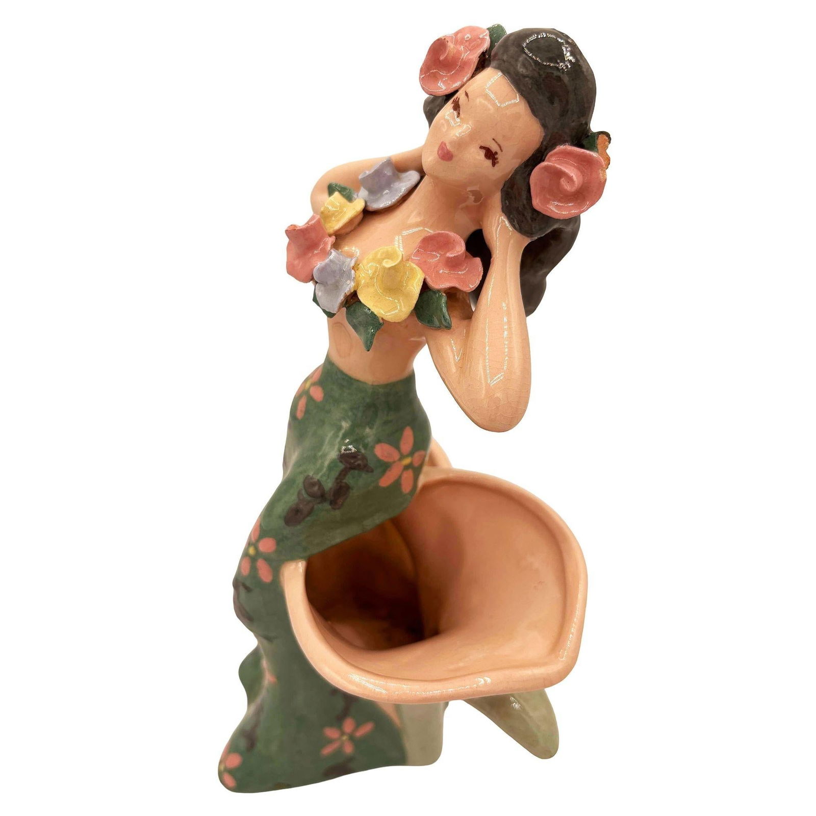 Rare 1940 Dancing Hula Girl Vase by Kaye of Hollywood Dorette Saltzman - 5