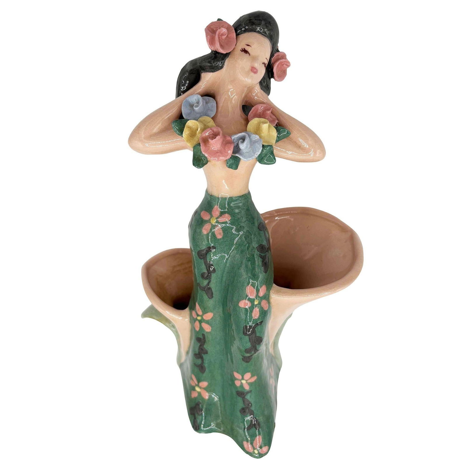 Rare 1940 Dancing Hula Girl Vase by Kaye of Hollywood Dorette Saltzman - 8