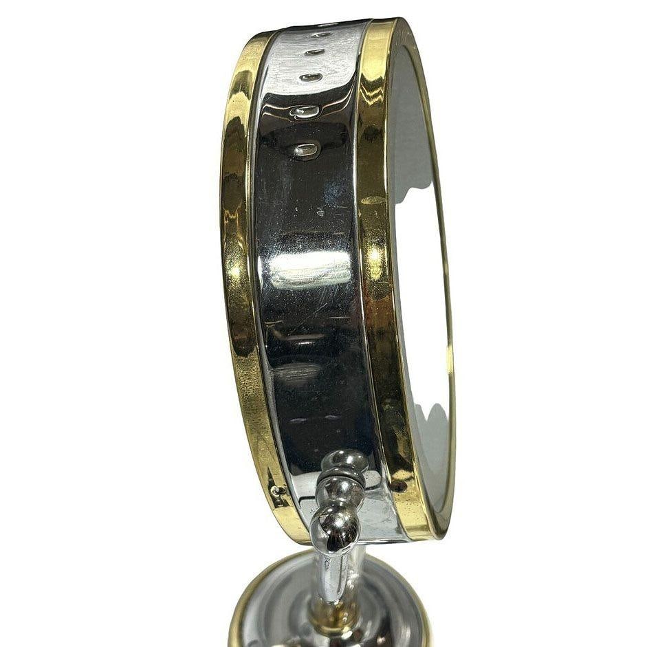 High Style Brass & Chrome Florescence Magnifying Vanity/Jewelry Mirror - 19