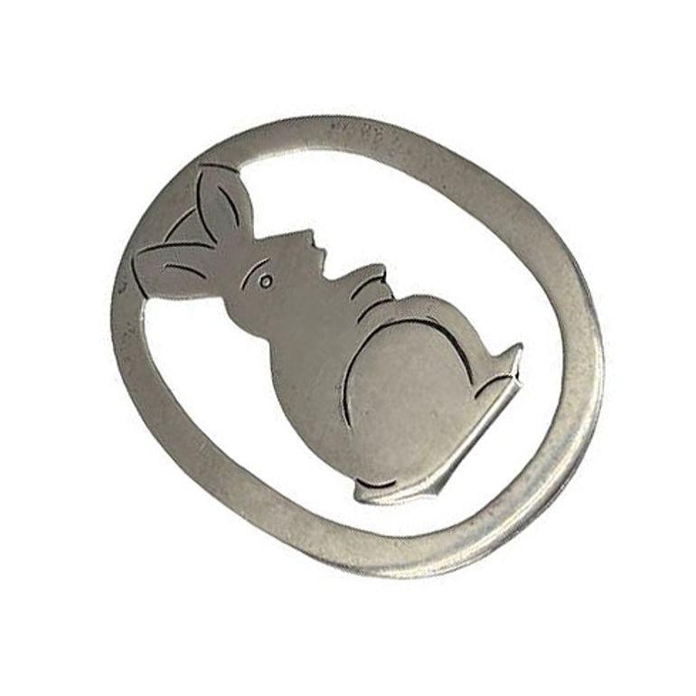 Vintage Hand Etched Taxco 925 Sterling Silver Bunny Rabbit Bookmark - 9