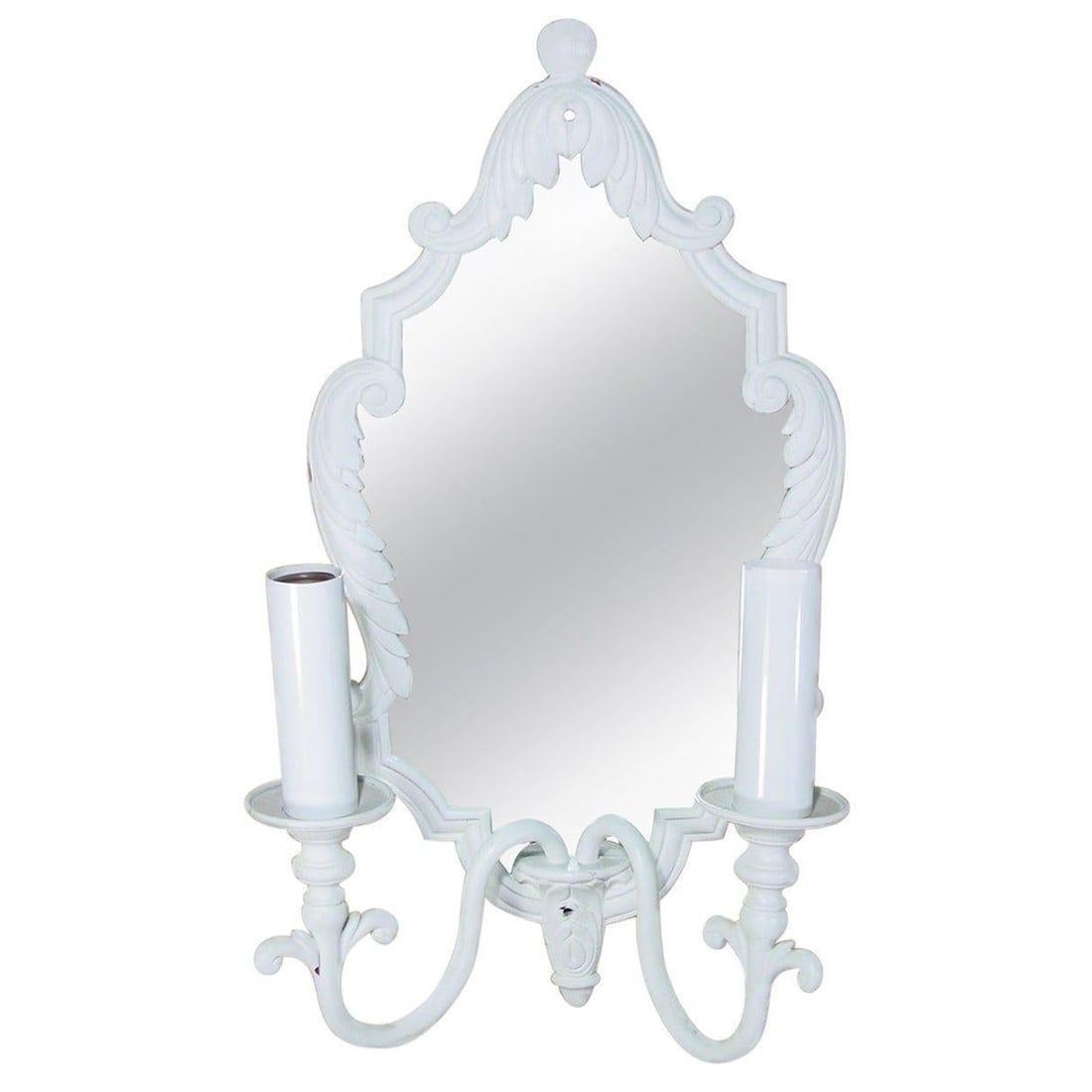 Pair of French Painted Bronze Mirrored Sconces - 3