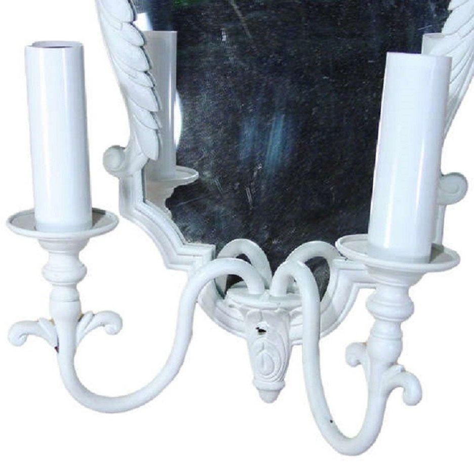 Pair of French Painted Bronze Mirrored Sconces - 6