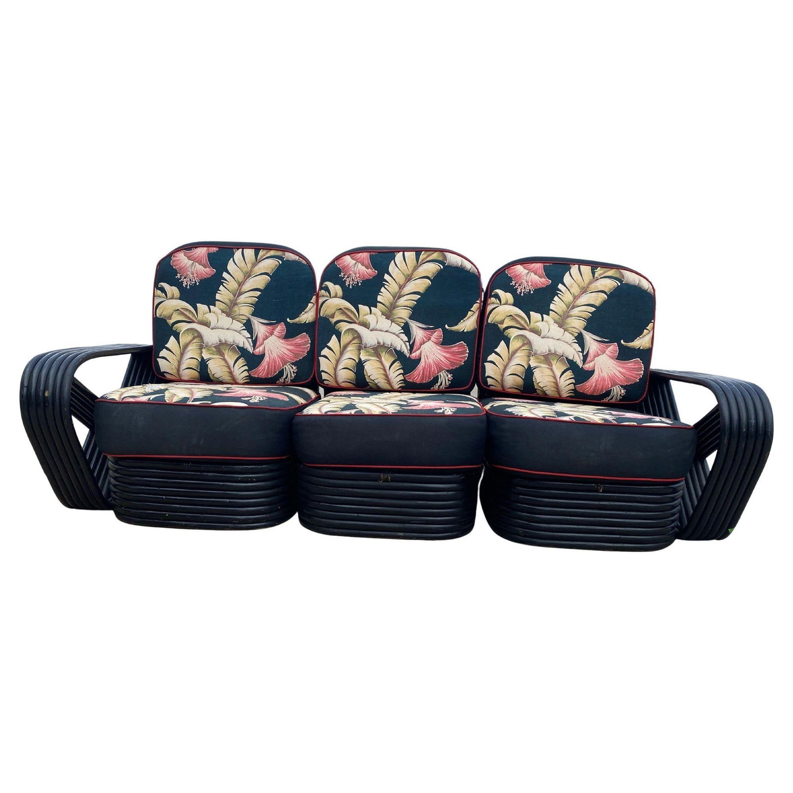 Restored 6 Strand Black Ash Table, Sofa, Lounge Chair Livingroom Set - 8