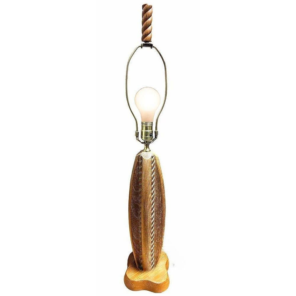 Mid-century Hand Carved Maple Wood Heifetz Syle Abstract Table Lamp - 14