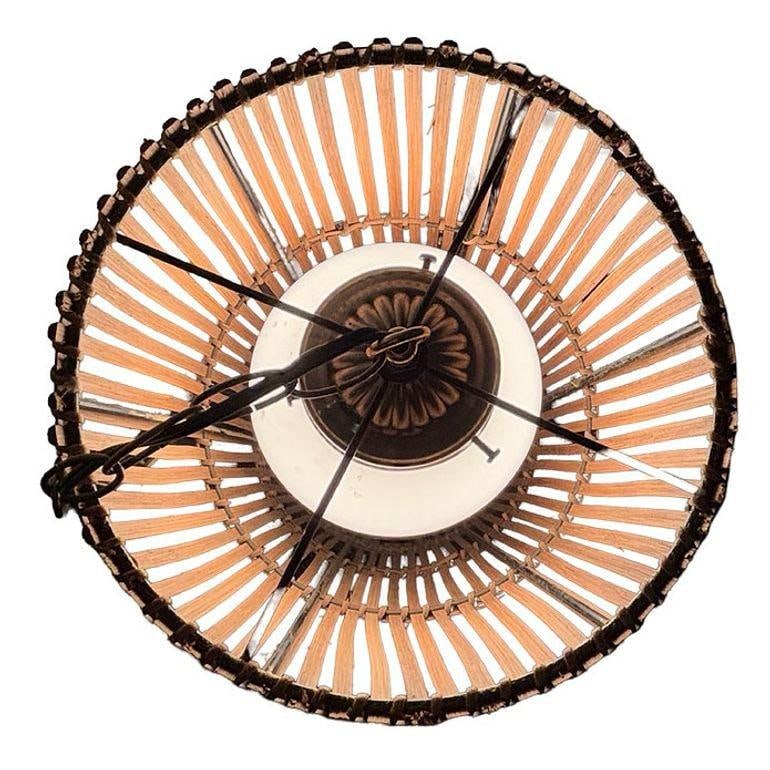 Large Mid-century Split Stick Reed Rattan Hanging Cylinder Chandelier Pendant - 18