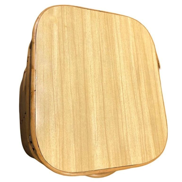 Restored Modernist Stacked Rattan Nightstand Side Table w/ Formica Top, Pair - 13