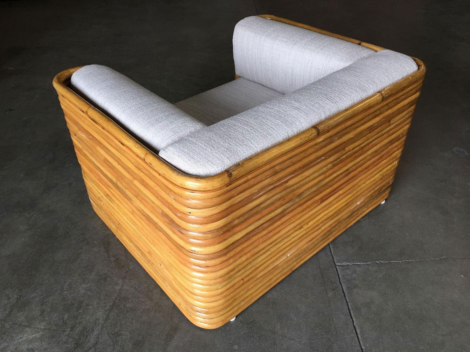 Restored Rare Full Stacked Rattan Lowboy Lounge Chair - 12