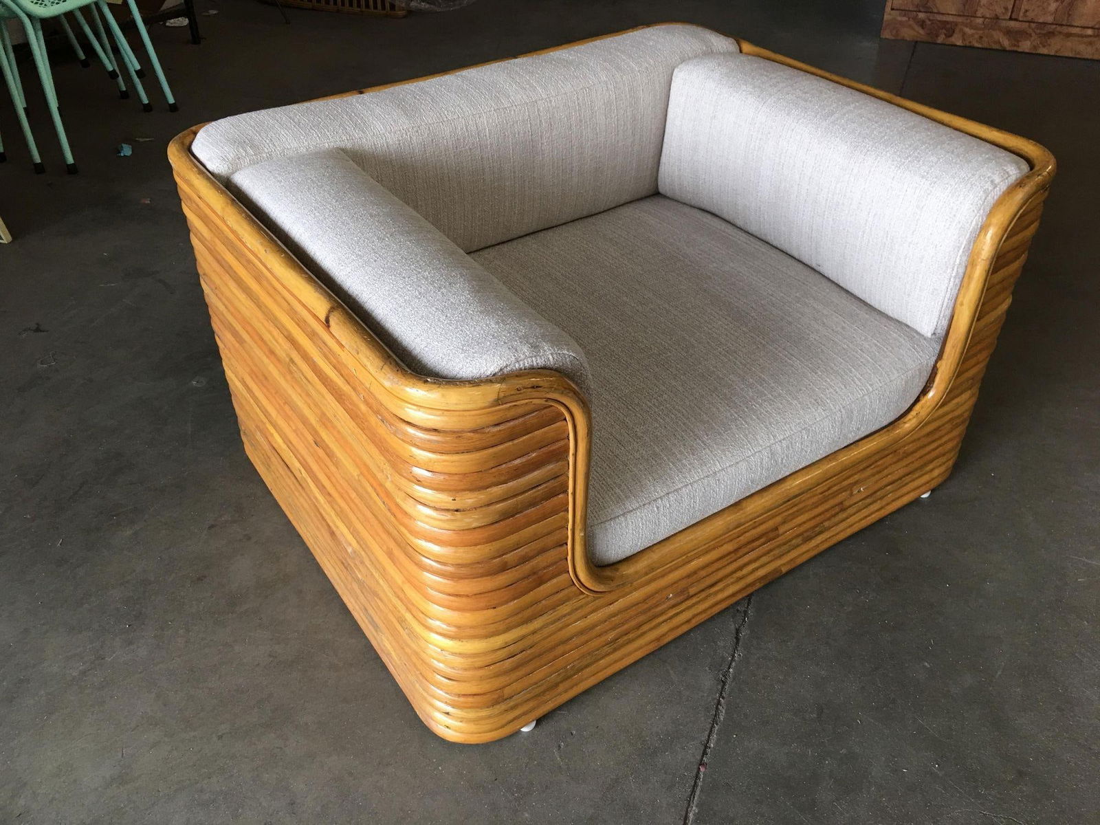 Restored Rare Full Stacked Rattan Lowboy Lounge Chair - 16